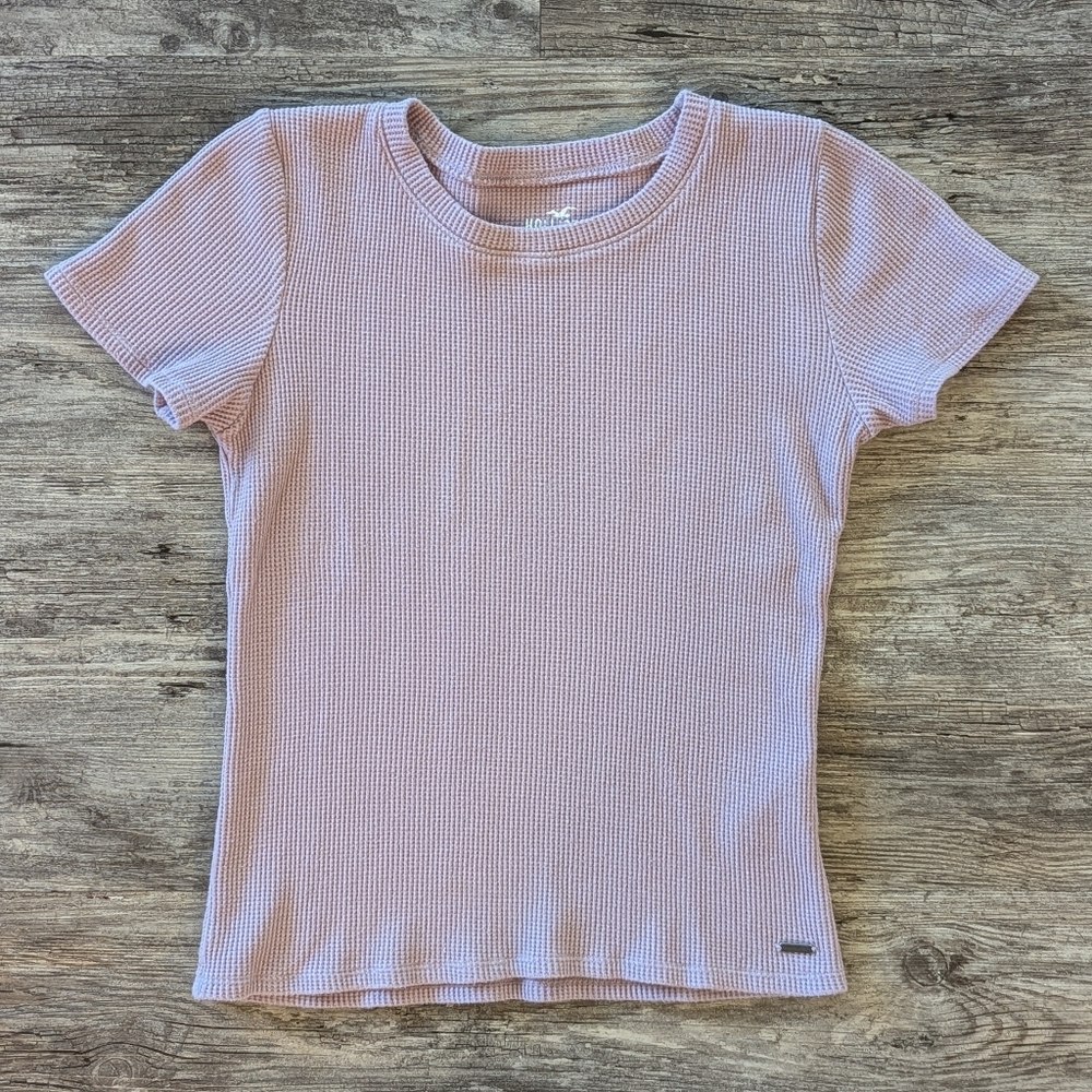 Hollister - Lavender Waffle Knit Slim Fitted Short Sleeve Tee Sz S